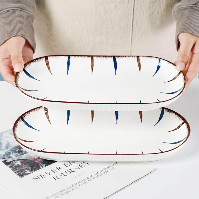 家用鱼盘2025新款陶瓷菜碟子长方形菜盘大号创意网红餐具蒸鱼盘子,餐饮具,盘,淘宝优惠券,粉丝福利购,淘宝优惠卷