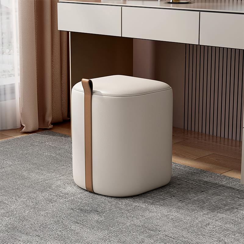 轻奢网红梳妆凳实木高级化妆凳设计师皮质卧室化妆台椅子现代方凳