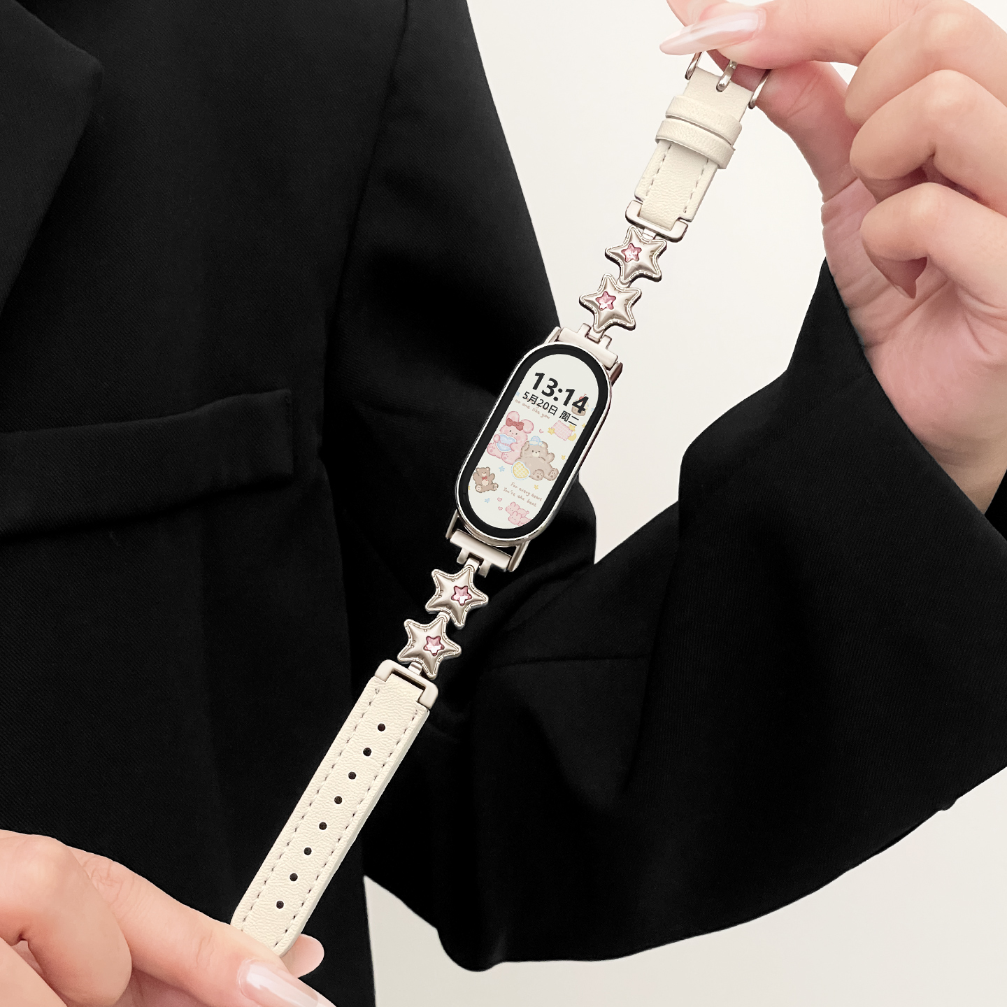 适用小米手环镶钻星星气球皮表带