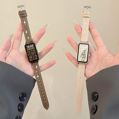 适用keep手环星光皮质针扣表带