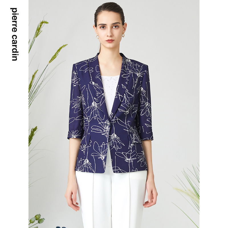 皮尔卡丹通勤印花西服