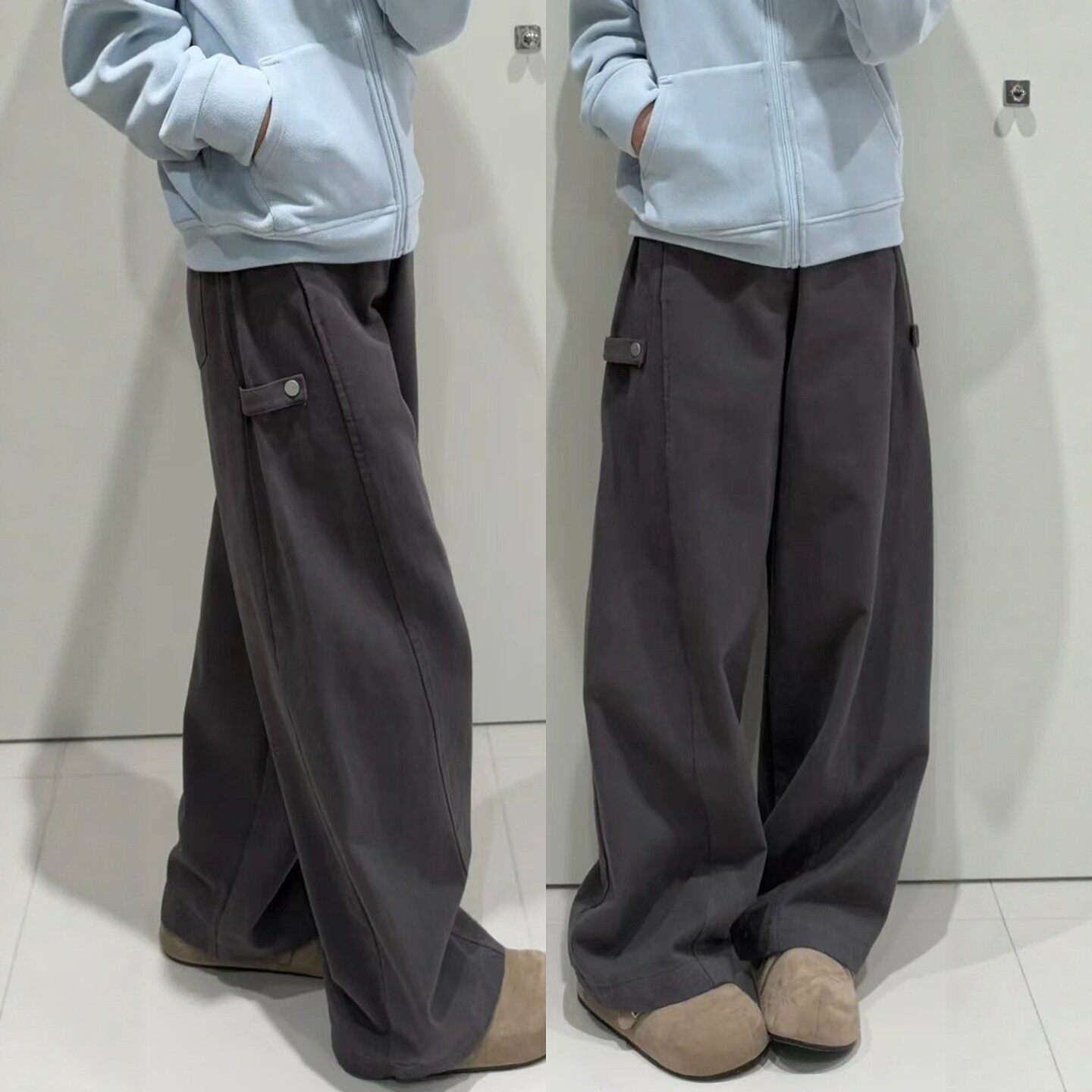 弯刀休闲裤女2026春季新款大码胖mm工装裤梨形身材高腰显瘦阔腿裤