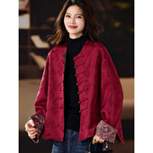 女装 素木复古新年红提花拼接外套女春季 上衣2026年大码 新中式 新款