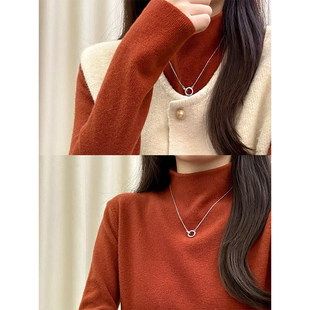 今年流行爆款复古柿子红打底衫女内搭秋冬半高领毛衣长袖针织上衣