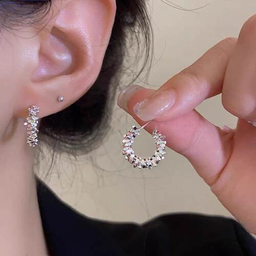 999纯银碎银子耳环女轻奢小众