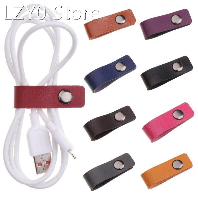 5Pcs Leather Cable Winder Cable Strap Cable Tie Wraps Cord M