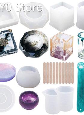 19Pcs Resin Silicone Casting Mold Cylinder Pen Holder Ashtra