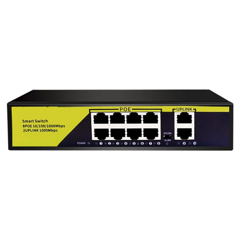 10 Port POE Full Gigabit Switch 8+2UPlink 1000M with Intern