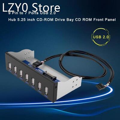 ALLOYSEED 148mmx77mmx40mm 9 Pin to 7 Ports USB 2.0 Hub 5.25