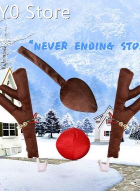 Car Reindeer Christmas Decorations with Car Jingle Bell Antl