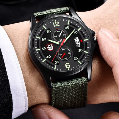 Military Nylon Waterproof Date Quartz Watch Relogio Masculi