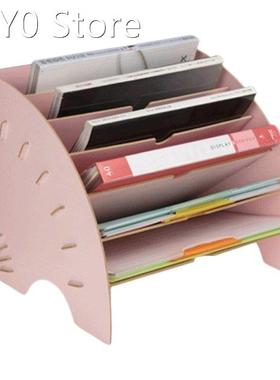 Fan-Shaped Wooden Desktop File Holder Office Desk Organizer