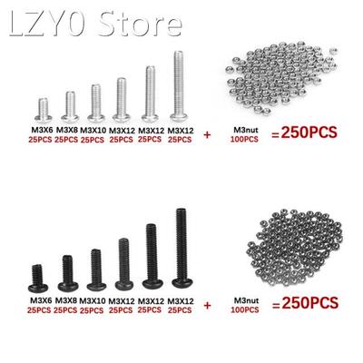 250Pcs Assorted M3 Button Head Screws Sets Hex Socket Bolt H