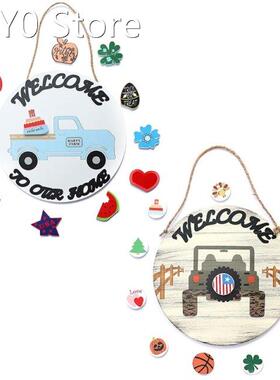 Car Pattern Front Door Hanger Decor with 12 Replacement Part