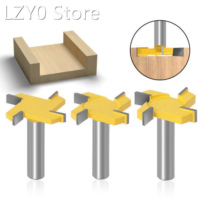 1/4Pcs 12mm 1/2 Shank 4 edged T type Router Milling Straigh