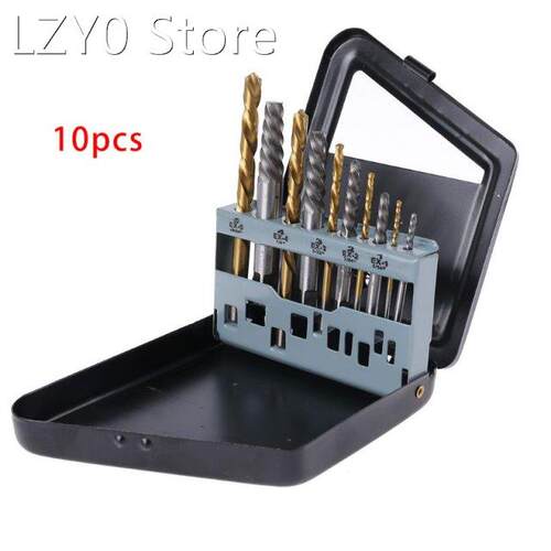 10pcs Screw Extractor Cobalt Left Hand Drill Bit set Broken