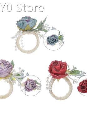 Rose Flower Napkin Ring Serviette Buckles Holder Table Decor
