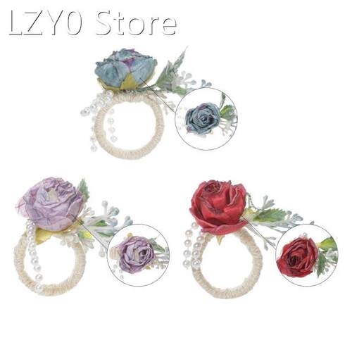 Rose Flower Napkin Ring Serviette Buckles Holder Table Decor