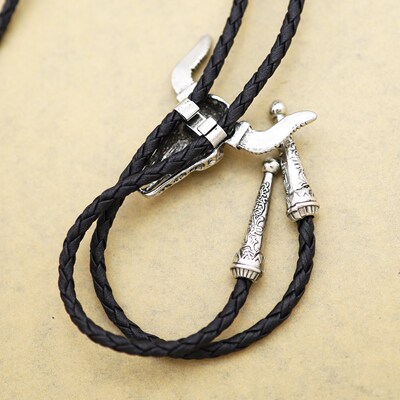 Men Cow Skull Texas Bolo Bola Tie Necktie Necklace Rodeo Lo