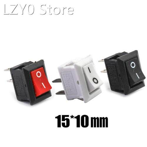 KCD11 15*10mm SPST 250V 3A 2Pin Red Push Button Switch Snap