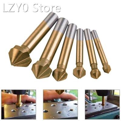 6pcs 90 Degree 3 Flute Titanium Coating Chamfering Cutter Dr