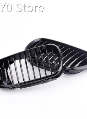 Car Accessories 2Pcs Car Front Grill Gloss Black Kidney Fron