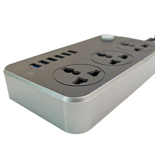 EU Plug Power Strip Socket 3 Universal Outlets 6 USB Fast C