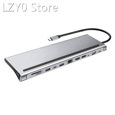 USB C HUB To HDMI 12 In1 VGA RJ45 Gigabit Ethernet Power Ada