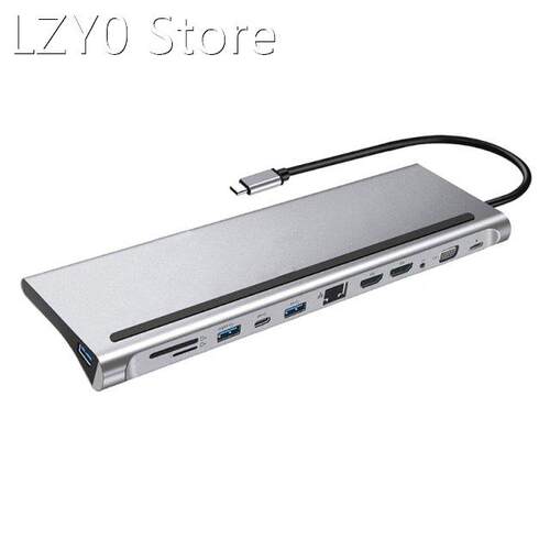 USB C HUB To HDMI 12 In1 VGA RJ45 Gigabit Ethernet Power Ada