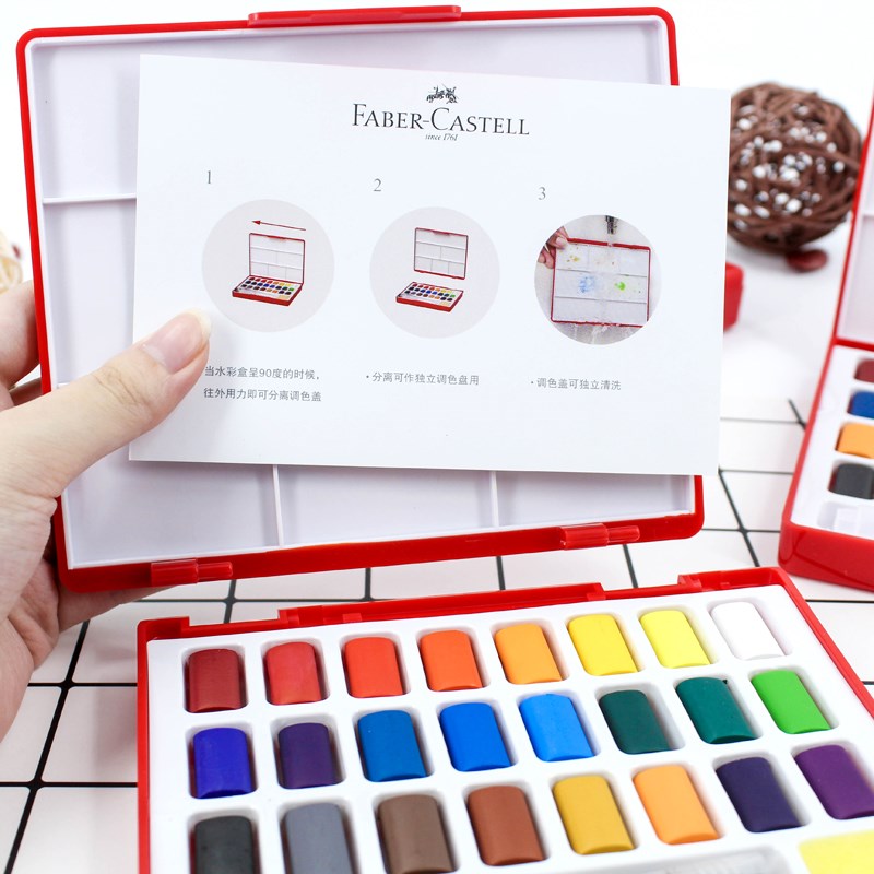 FABER CASTELL Solid WaterColor Pigment 24/36/48 Color Transp