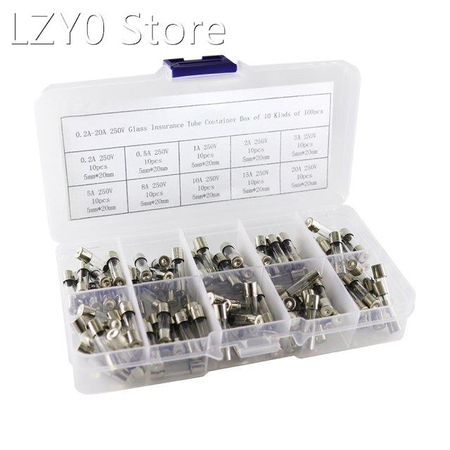 100Pcs/Set 5x20mm Quick Blow Glass Tube Fuse Assorted Kits,F
