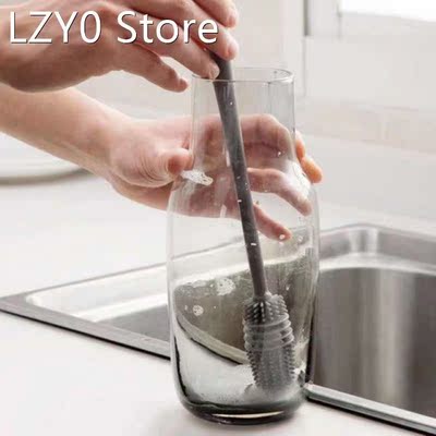 Silicone Milk Bottle Brush 360 Long Handle Cup Brush Handhel