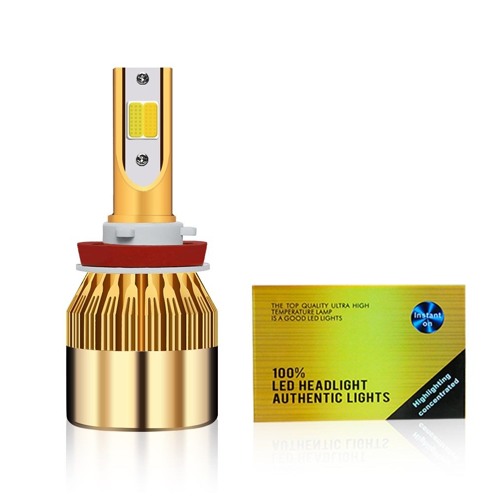 C6 COB 6000K H1 H7 H11 h3 H4 double color LED Headlight Yell