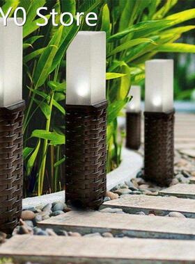 Solar Power Stone Pillar White LED Lights Garden Lawn Courty