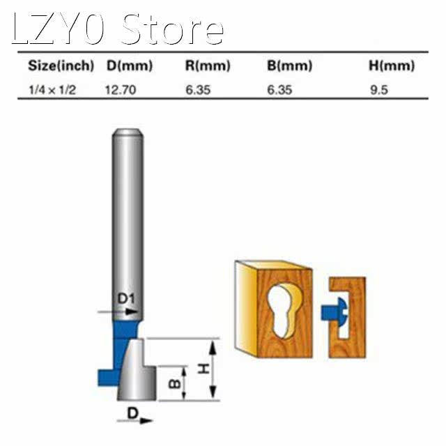 1/4 shank 1/2 t-slot cutter steel handle