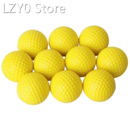 10pcs Yellow Soft Elastic Indoor Practice PU Golf Ball