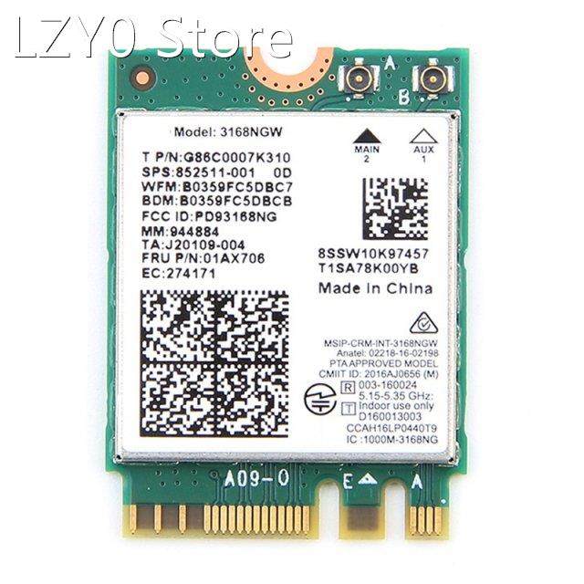 dual band wireless for 3168 3168ngw 433mbps bluetooth 4.2 8