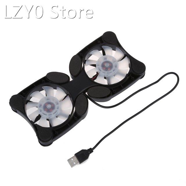 USB 2.0 External Laptop Cooler Pad Notebook Cooler 2 Fan Bla