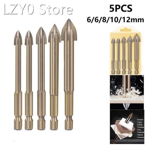 5PCS Carbide Drilling Bit Woodworking Drill Bit Set Glass Ce