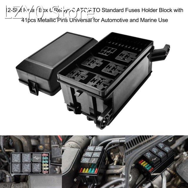 12-Slot Relay Box 6 Relays 6 ATC/ATO Standard Fuses Holder B