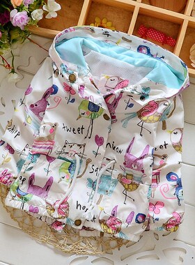 2019 Spring Autumn Cute Baby Girls Coat Flowers Cartoon Pri