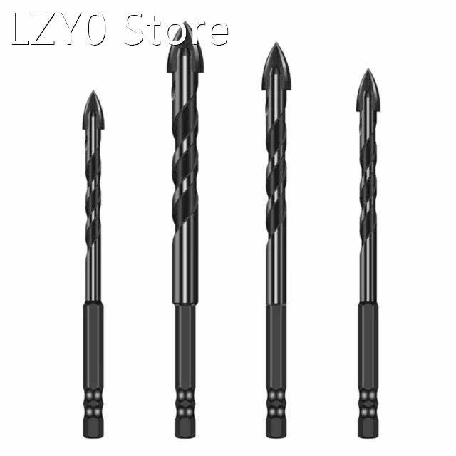 Hexagonal Handle Cross Alloy Ceramic Four-blade Drill Wall C