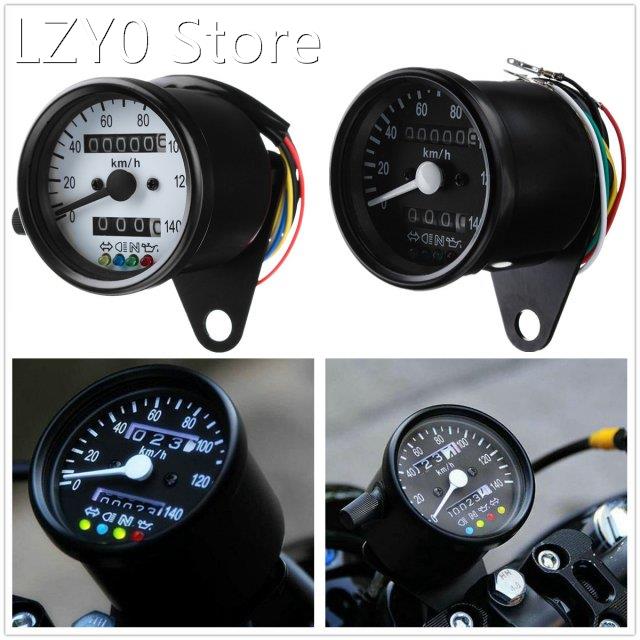 Universal 12V Motorcycle Dual Odometer KMH Speedometer Gauge