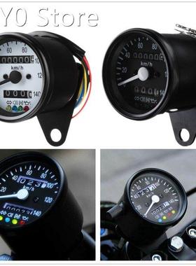 Universal 12V Motorcycle Dual Odometer KMH Speedometer Gauge