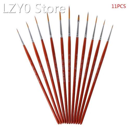 11pcs/set Professional Detail Paint Brush Fine Pointed Tip M