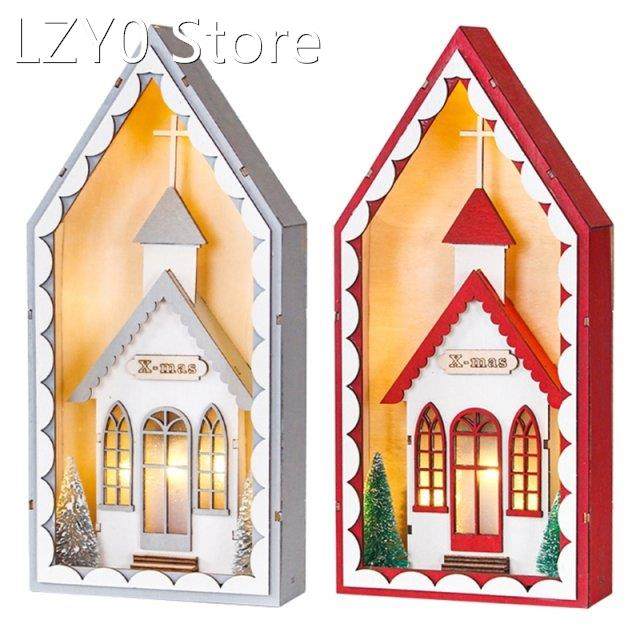 Christmas Tree LED Luminous Cabin Snow House Decorations for