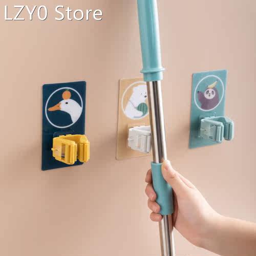 Self-Adhesive Mop Holder Broom Card Seat Mop Hook Strong Mar