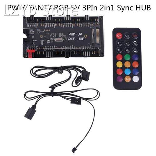 PWM FAN+ARGB LED 2 in 1 Sync Hub Wireless Controller 1 To 8