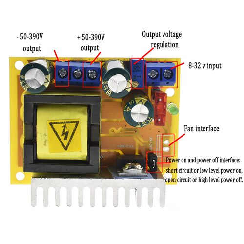 DC-DC Boost Converter 8-32V to 45-390V High Voltage ZVS Capa