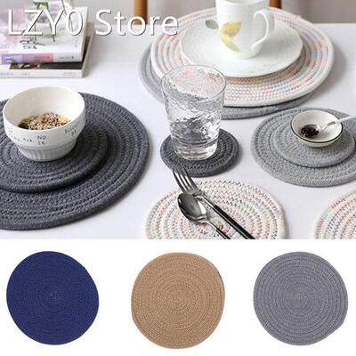 Round Cotton Linen Cup Coaster Heat Resistant Dining Table P